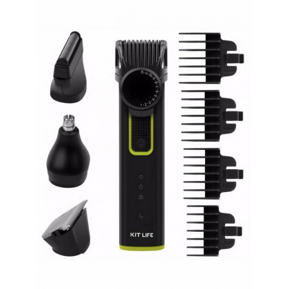 Набор Триммер KIT LIFE KTLFQ01 Black (ЕАС) для волосы,бороды,носа,бровейи ушей (насадок 5)